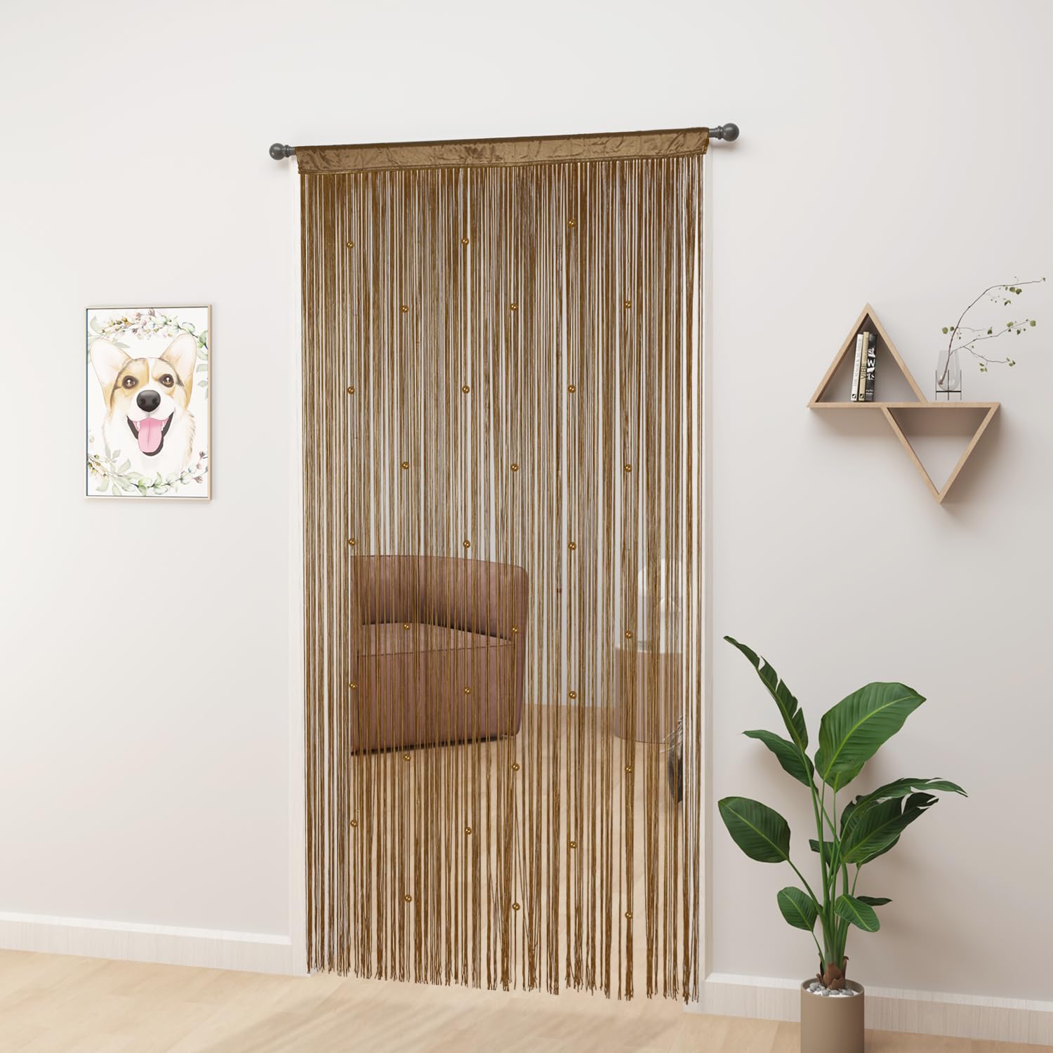 YIIBAII Beaded Curtain Beaded Curtains for Doorways Crystals Suitable for Interior Decoration and Partitions Hippy Closet Curtains (Brown, 39"x79") YIIBAII