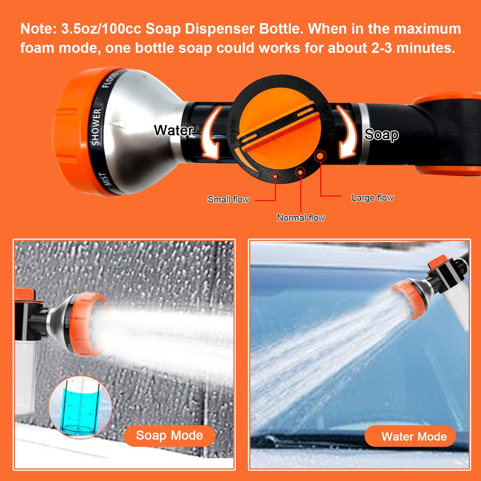 Dog Washing Hose Attachment,High Pressure Garden Hose Nozzle 8 Spray Patterns with Soap Dispenser Bottle for Watering Plants,Dog Nozzle Spray Pet Shower Bath Tool SENEMO