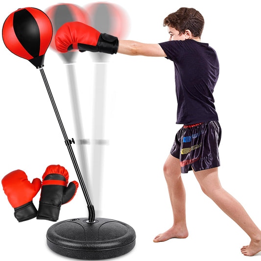Height Adjustable Punching Bag Set for Kids Ages 3-8+ with Boxing Gloves, Ideal Birthday for Boys & Girls NATGGZ