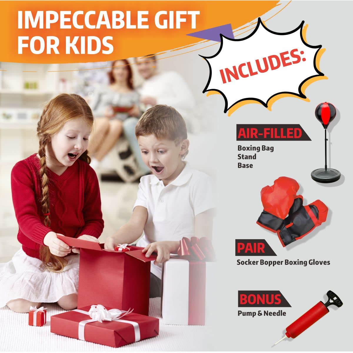 Punching Bag for Kids, 3-12 Adjustable Boxing Equipment with Boxing Gloves, Boxing Set as Boys & Girls Toys Gifts EBUYSTT