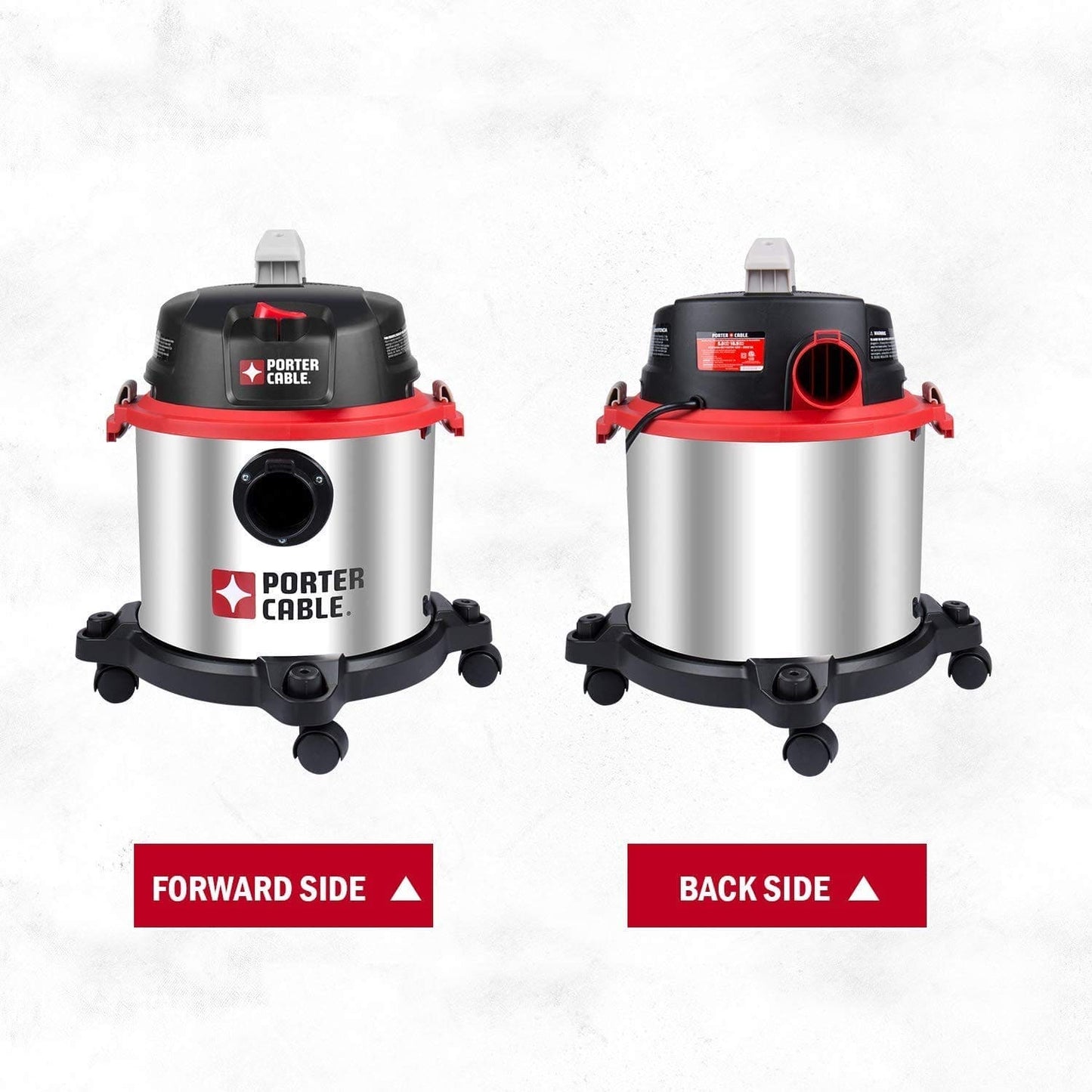 Porter-Cable Wet/Dry Vacuum 5 Gallon 4HP Stainless Steel Light Weight Portable, 3 in 1 Function with Attachments, Silver+Red, Model: PCX18406-5B PORTER-CABLE