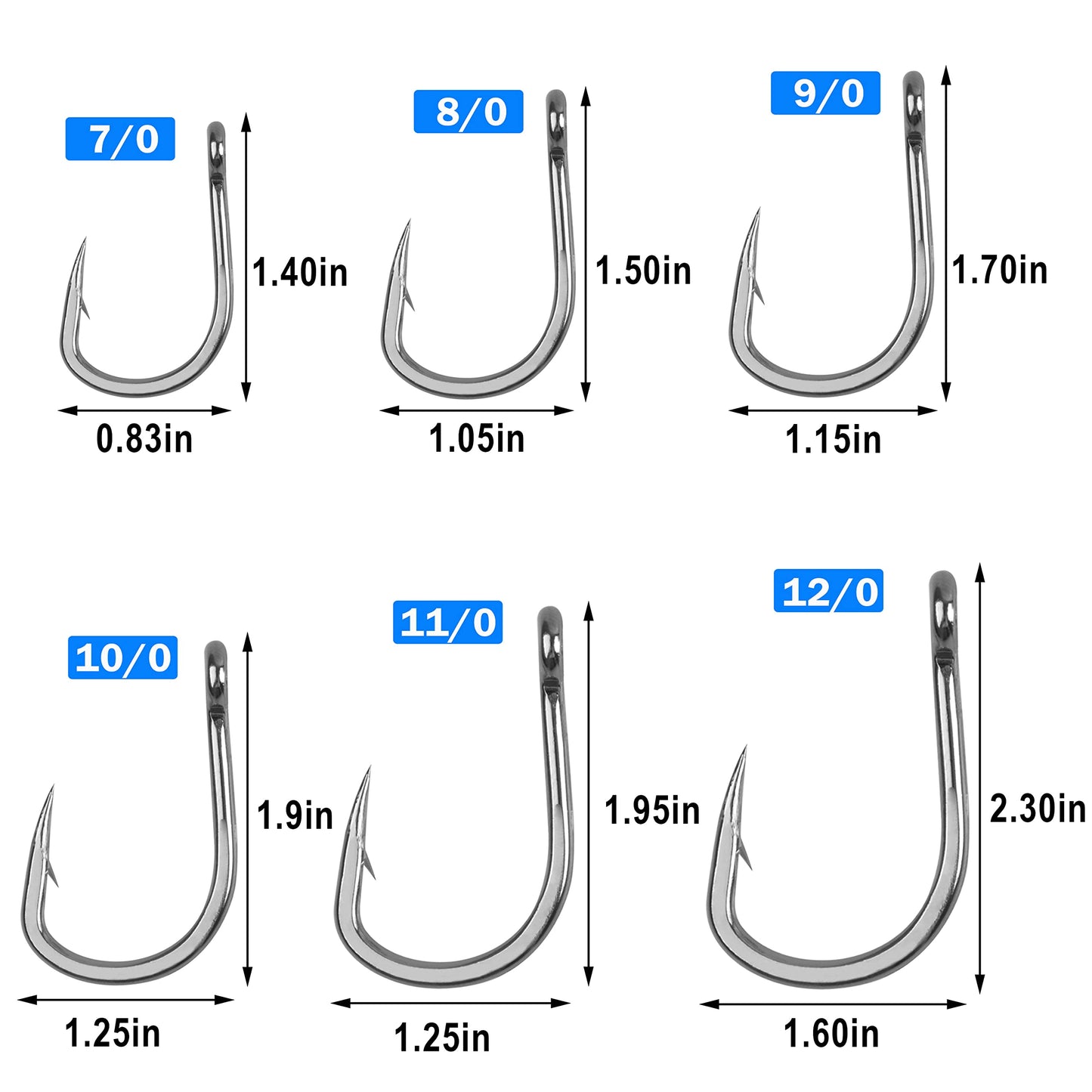 20pcs Live Bait Fishing Hooks, Stainless Steel Saltwater Bait Fish Hook Strong Sharp Circle Hook (Size 9/0) Shaddock Fishing