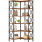 HOOBRO Corner Bookshelf, 6-Tier L-Shaped Bookcase, Industrial Open Display Shelf Tall Storage Organizer, Vertical Storage Rack, for Living Room, Home Office, Rustic Brown and Black BF61SJ01 HOOBRO