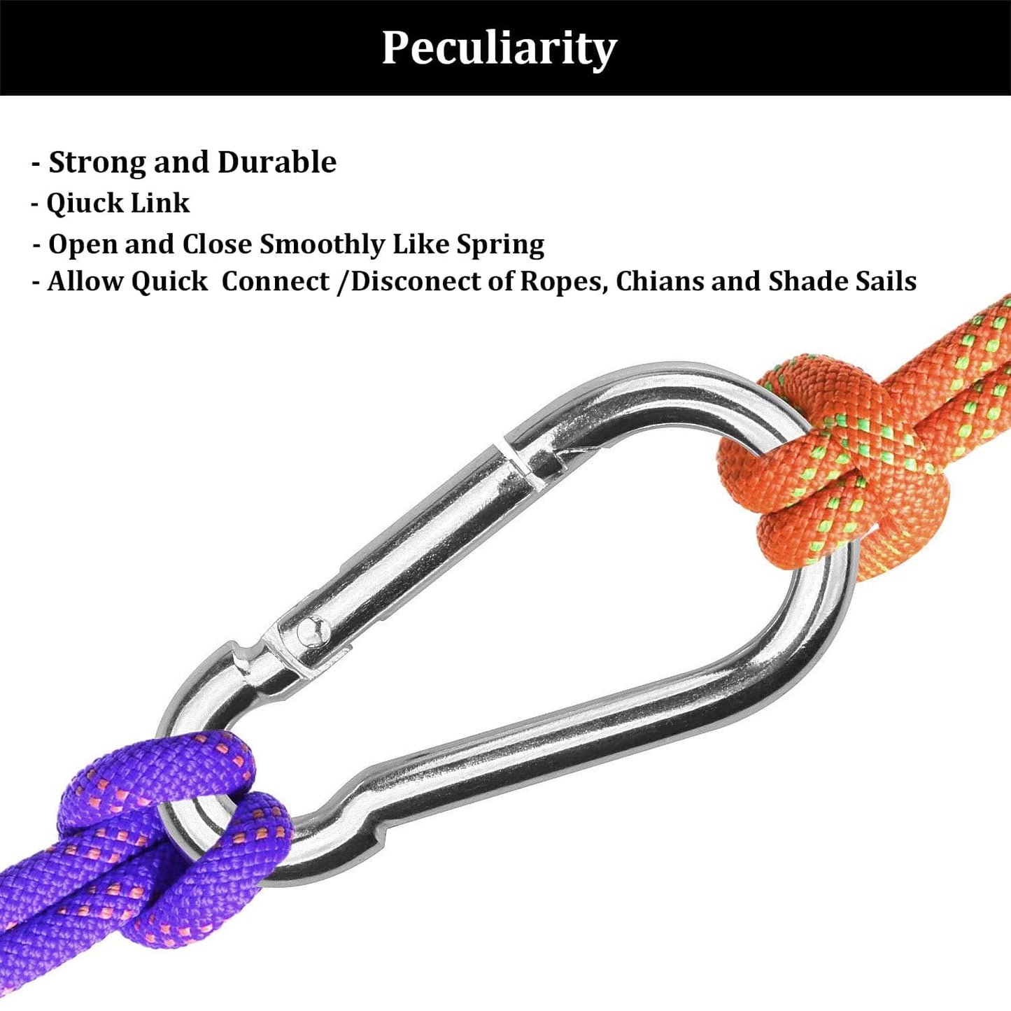 20Pcs 4” Safety Spring Snap Hook, M10 3/8" Carabiner Quick Link Snap Hooks for Camping Hiking, 770LBS Holding Capacity Heavy Duty Steel Carabiner Clip Buckle for Swing Hammock Gym Outdoor Yision