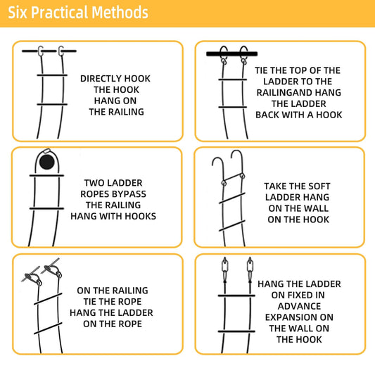 Emergency Fire Escape Ladder,Flame Resistant Safety Rope Ladder with Hooks10FT/13FT/16FT/26FT/32FT/49FT,Fast to Deploy,Easy to Store Withstand Weight up to 2000 pounds(10FT) ATswzyzz