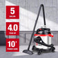 Porter-Cable Wet/Dry Vacuum 5 Gallon 4HP Stainless Steel Light Weight Portable, 3 in 1 Function with Attachments, Silver+Red, Model: PCX18406-5B PORTER-CABLE