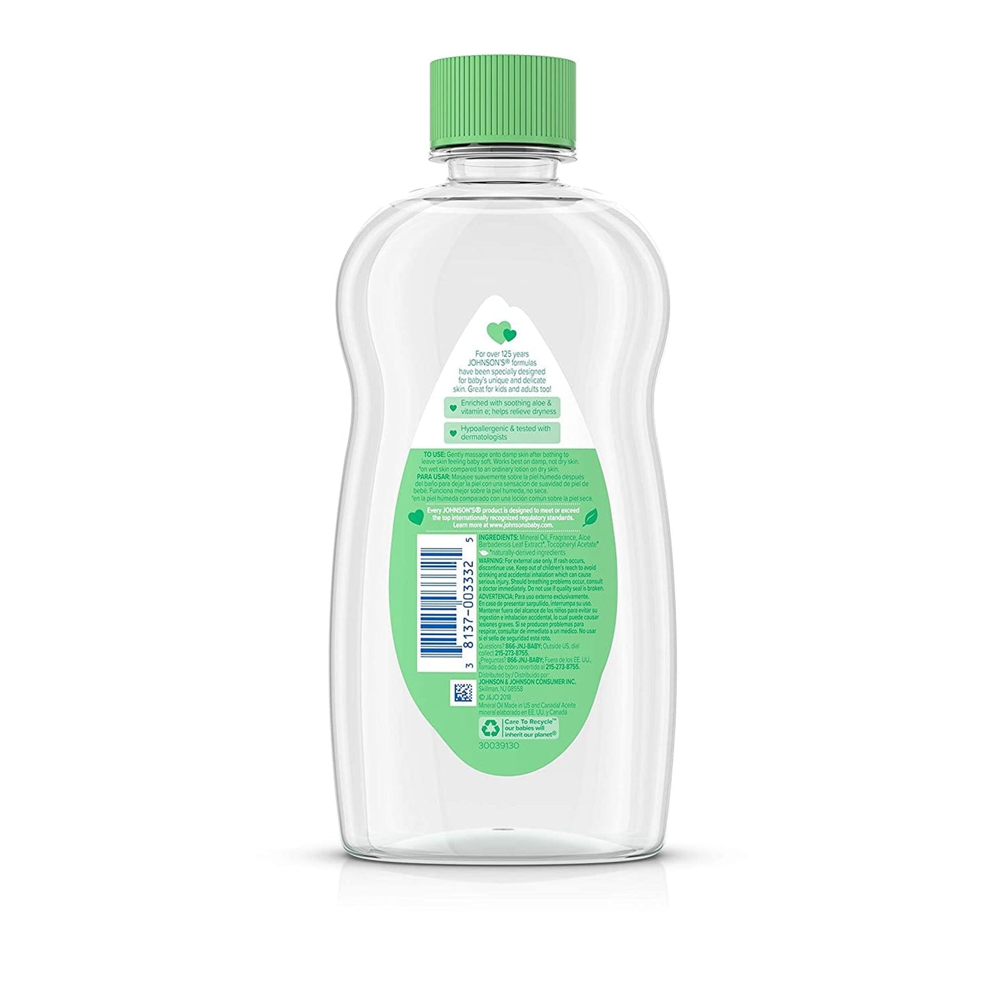 Johnson's Baby Oil with Aloe Vera & Vitamin E 14 oz known for its skin-soothing qualities - and vitamin E, a natural skin conditioner- 38137003332 Pie's Variety Store