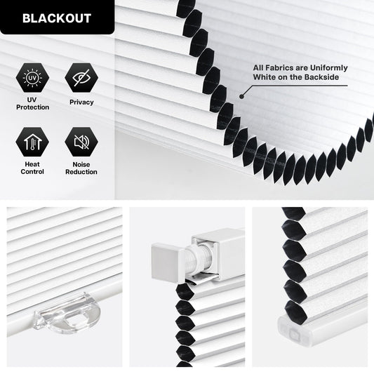 LazBlinds No Drill Cordless Cellular Shades, 35" W × 36" H, Silver White LazBlinds