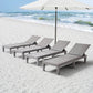 Nestl Patio Chairs - Waterproof Outdoor Chaise Lounge Chair, Set of 4 Adjustable Lawn Chairs, Lightweight Grey Chaise Lounge Outdoor ebuys