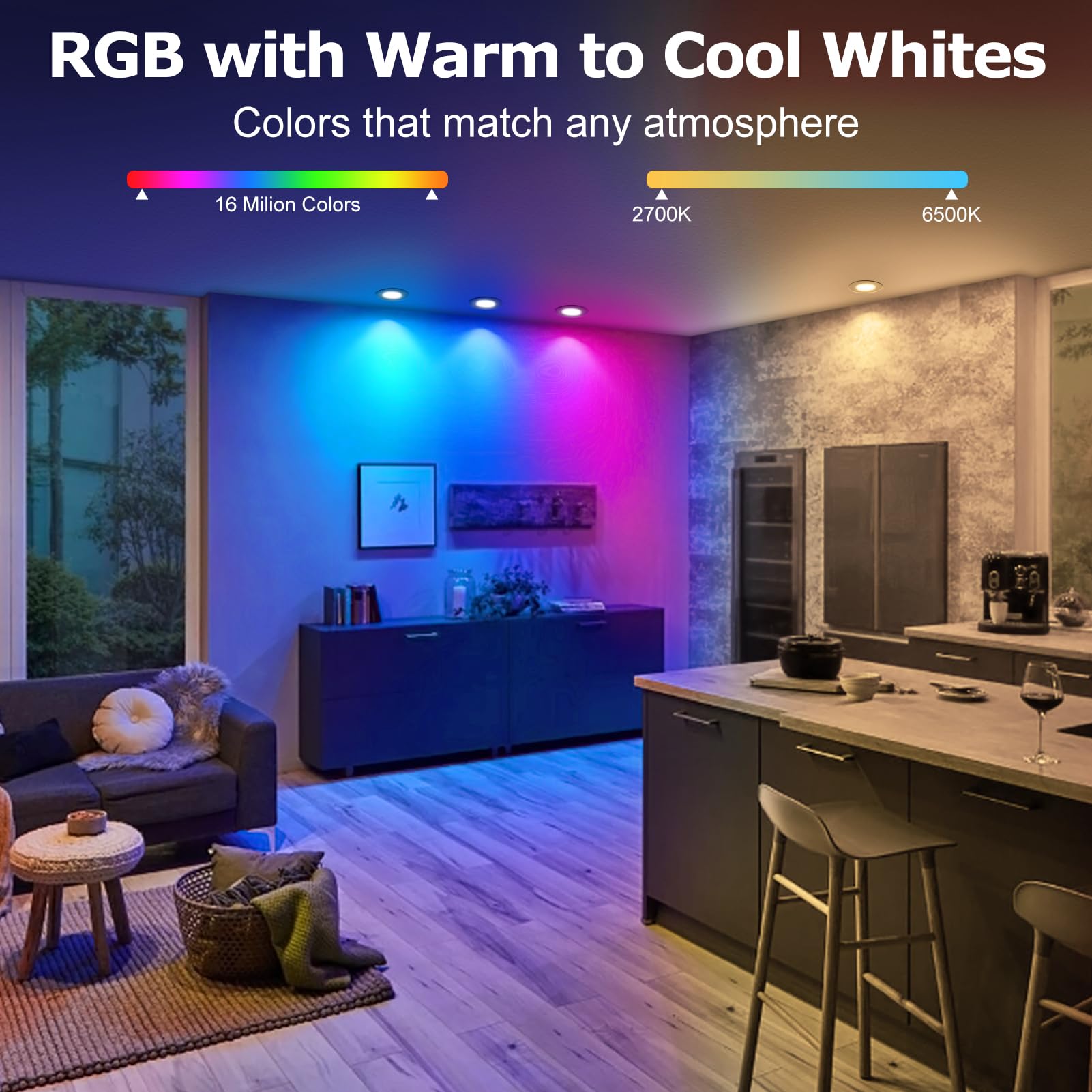 LightingWill 2 Inch LED Recessed Lighting, Smart WiFi LED Downlight, 5W Ceiling Light Compatible with Alexa/Google Assistant, Dimmable RGB & 2700K-6500K, 120V with Driver (10 Pack) LightingWill
