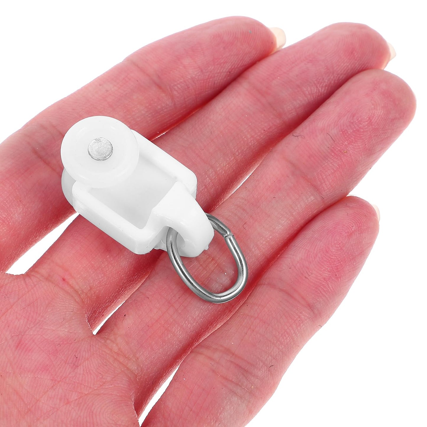 SEWACC 50pcs Curtain Track Rollers Curtain Rail Pulleys Runners Ceiling Curtain Track Hooks White Plastic Drapery Rail Gliders Curtain Rail Accessories SEWACC