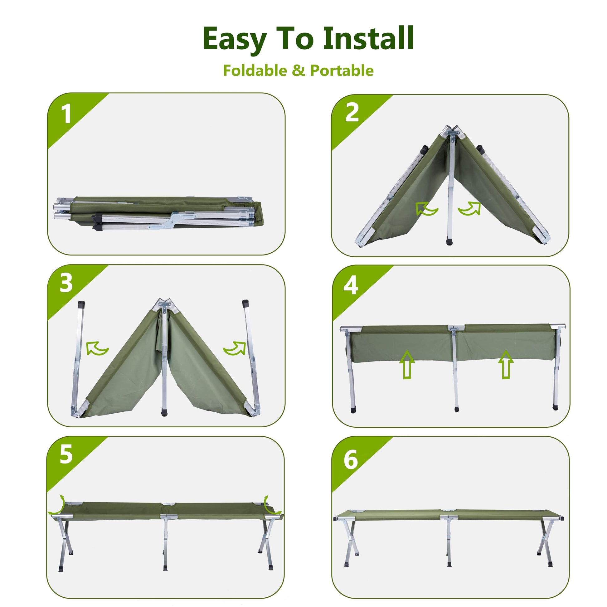 Outvita Folding Camping Cot, Sleeping Bed with Carry Bag, Lightweight Portable Cots for Travel, Fishing, Hiking and Outdoor Activities ebuys