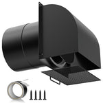 [Upgraded] Hon&Guan 6 Inch Hooded Wall Vent with Magnetic Seal Flap and Removable Mesh, Arc-Shaped 6'' Exhaust Vent Cover Cap for Kitchen Range Hood/Dryer/Bathroom Exhaust(Galvanized Steel, Black) Hon&Guan