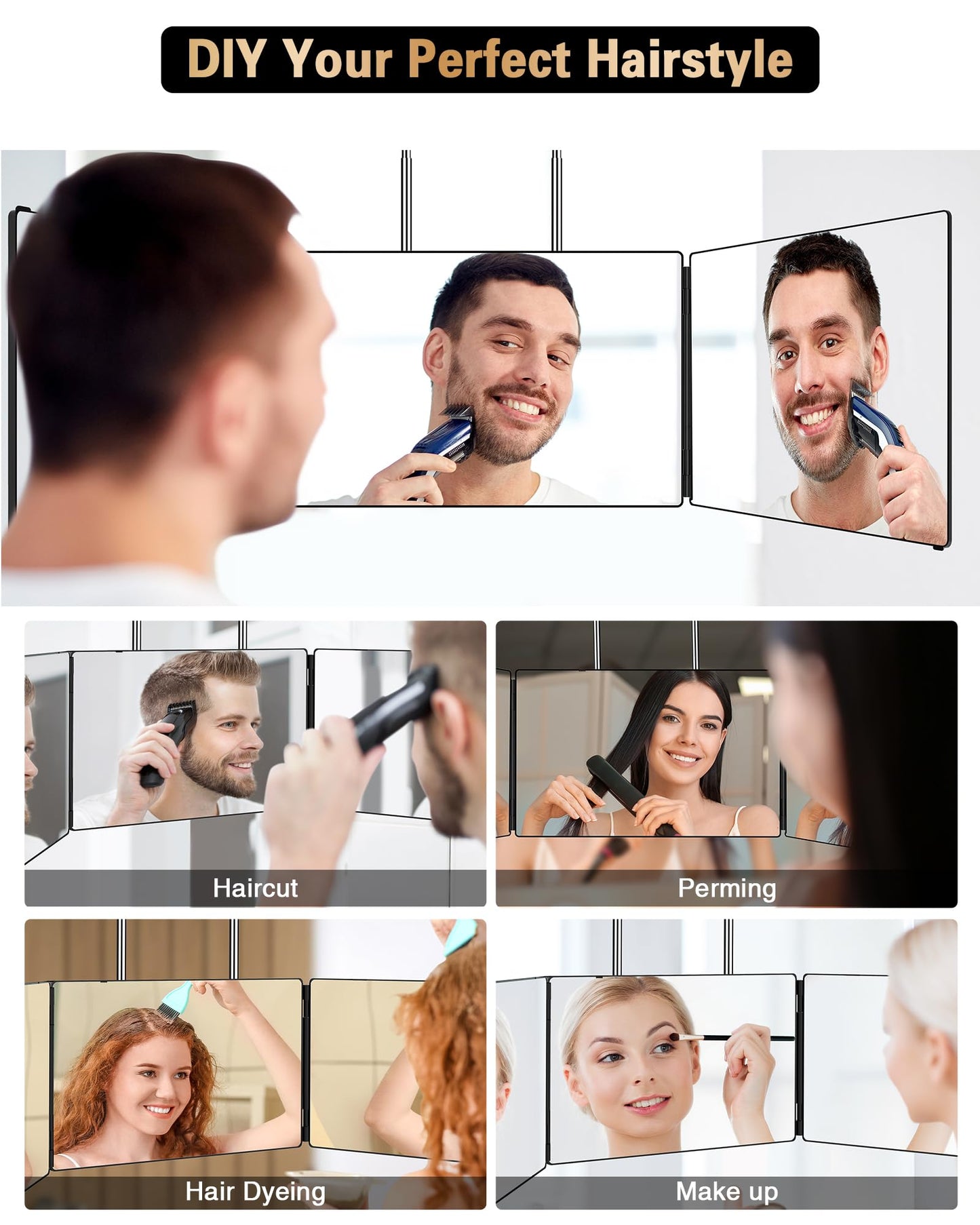 JUSRON 360 Viewing Angle Self Hair Cutting Mirror, Clear Anti-Fog HD Glass Ebuystt