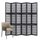 Room Divider with Shelves, 66.9-Inch Tall Japanese Shoji Style Wood Screen with Double Hinges for Home Office Decoration (6 Panels, Black) Svimi