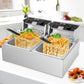 Commercial Deep Fryer, 3400W Electric Deep Fryers with 2x6.35QT Baskets Thickened Stainless Steel Countertop Oil Fryer 20.7QT Large Capacity with Lids Temperature Controller (12L) TANGME