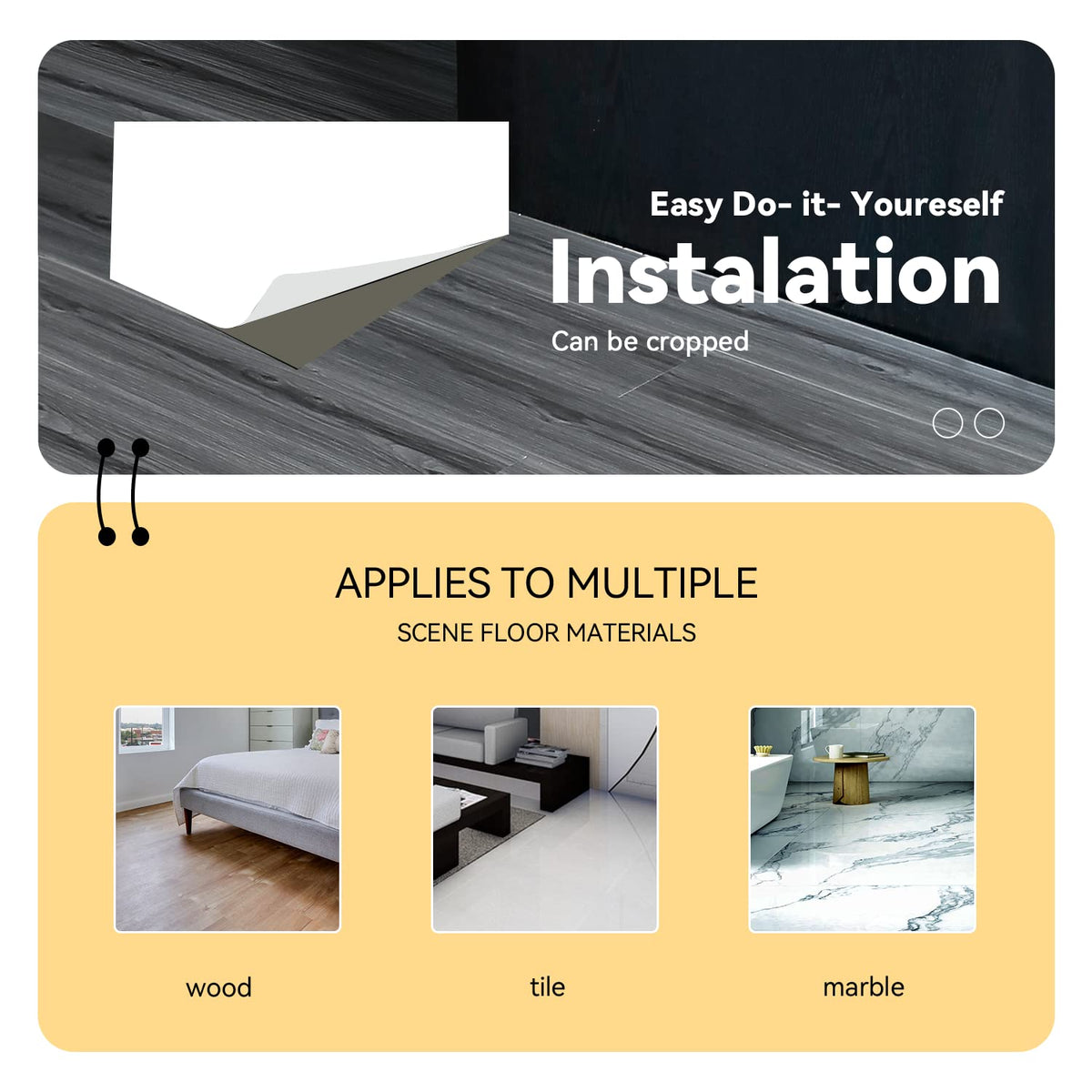 auxua Woodgrain Vinyl Floor Roll, 11.8" x 118", Quick‑Apply Peel & Stick auxua