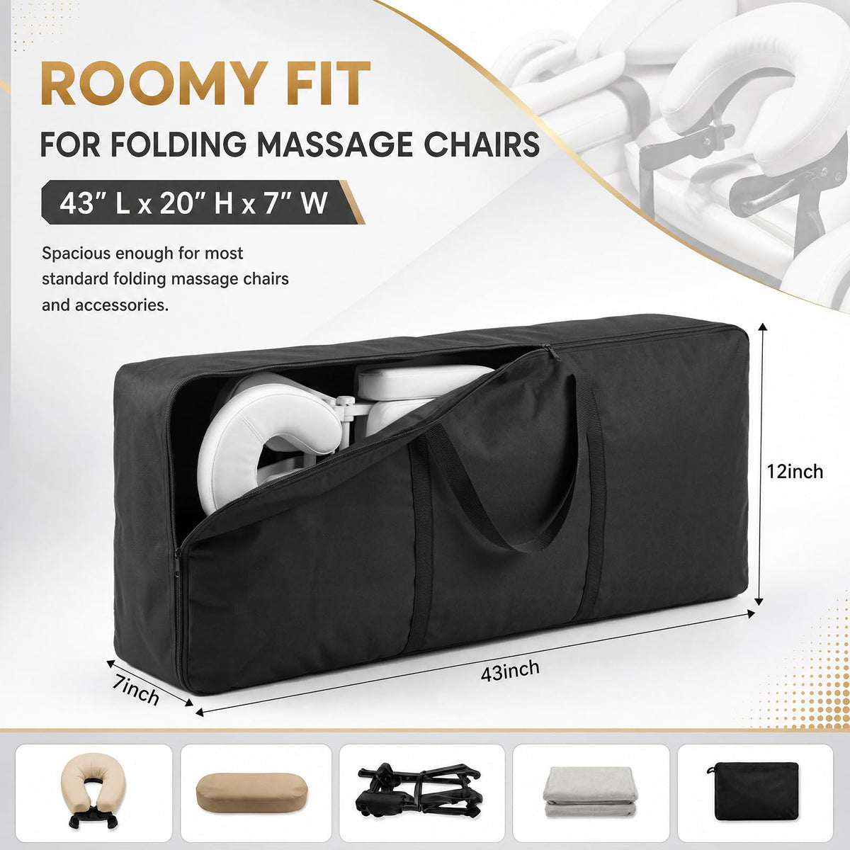 Hsei Portable Massage Chair Carrying Case Large Folding Chair Bag 43x20x7in Hsei