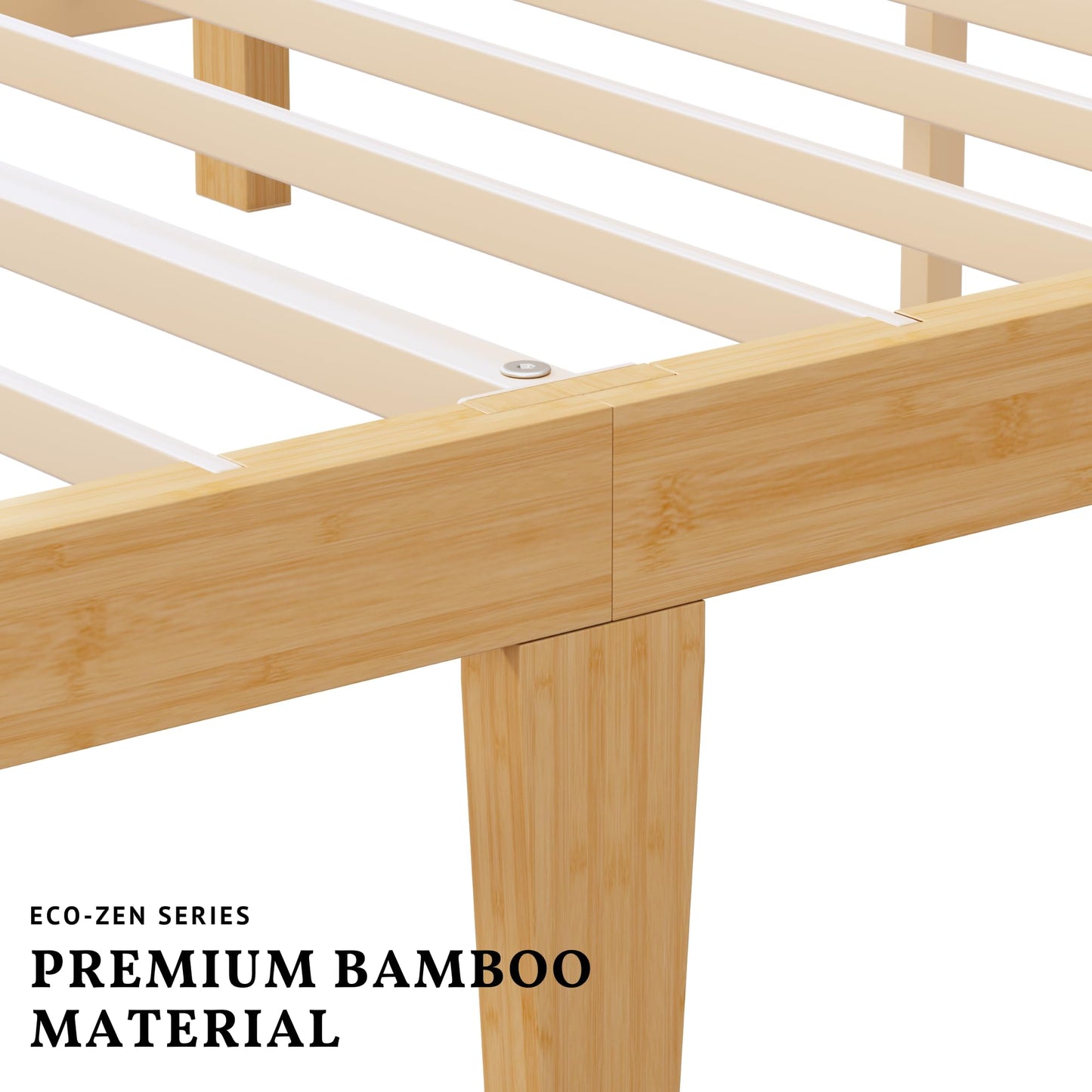 ZIYOO 12 Inch Twin Bamboo Bed Frame with Headboard, Modern Minimalist