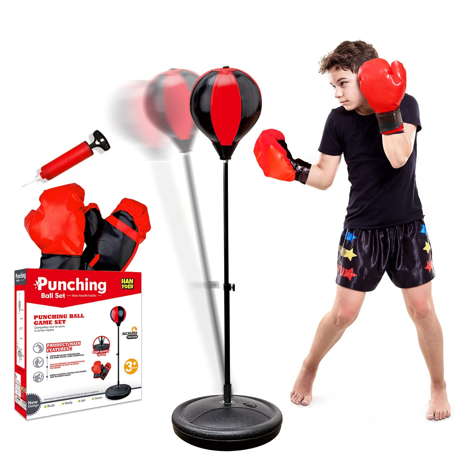 Punching Bag for Kids, 3-12 Adjustable Boxing Equipment with Boxing Gloves, Boxing Set as Boys & Girls Toys Gifts EBUYSTT