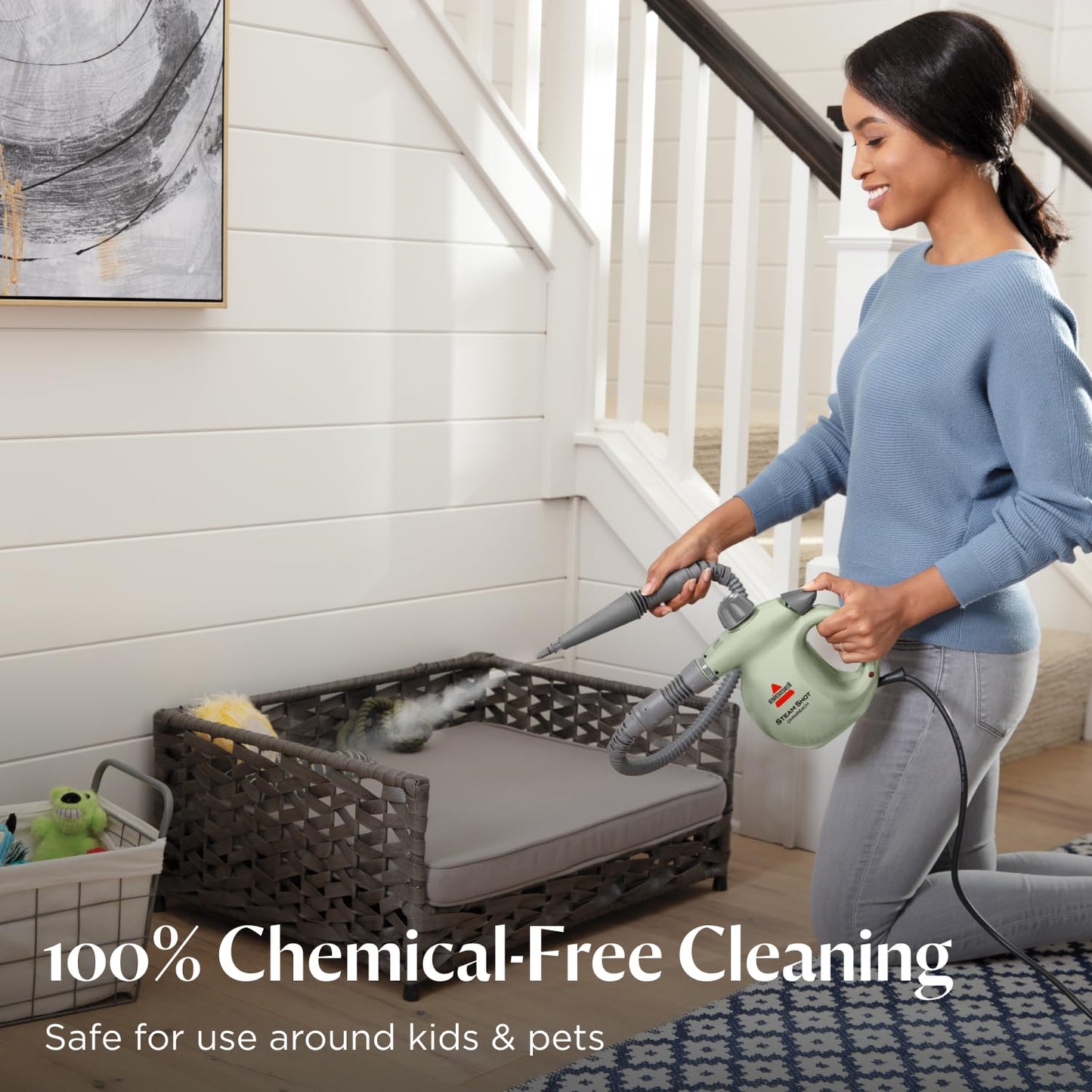 BISSELL® Steam Shot™ OmniReach handheld portable steam cleaner for tile, grout, windows, bathrooms, kitchens, fabric steaming tool BISSELL
