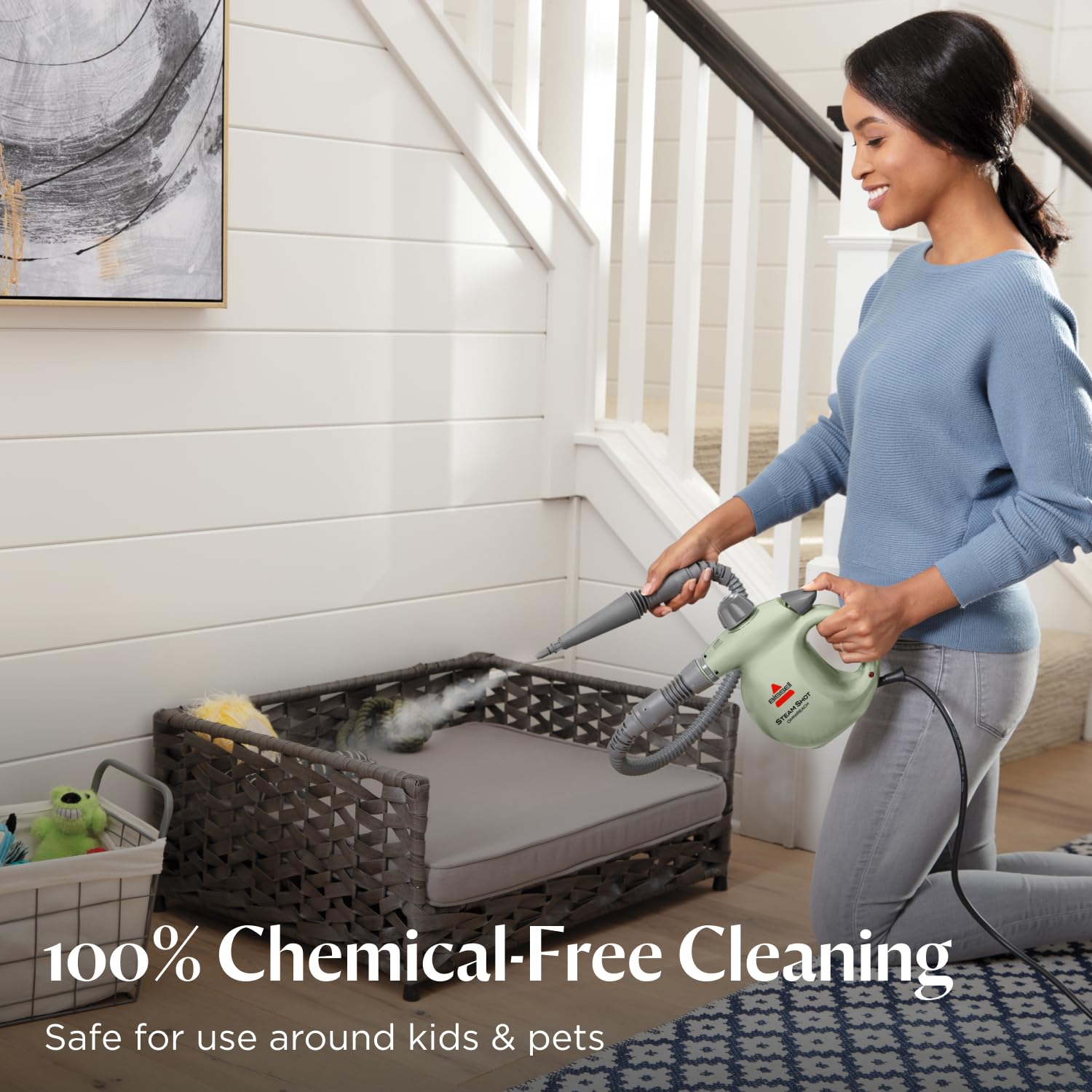 BISSELL® Steam Shot™ OmniReach handheld portable steam cleaner for tile, grout, windows, bathrooms, kitchens, fabric steaming tool BISSELL