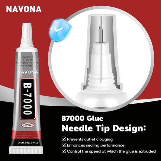 8 PCS 15ml B7000 Glue Clear with Precision Tip, Bedazzling Glue, Super Glues, Rhinestone Glue for Nail, Craft Glues, Jewelry Making, Nail Art, DIY, Makeup, Shoes Navona