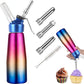 Professional Whipped Cream Dispenser Stainless Steel Cream Whipper, Durable Whip Cream Canister Whipping Siphon with 3 Decorating Nozzles, 1-Pint Gourmet Cream Whipper Thsinde
