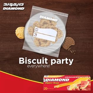 Diamond Freezer Bags Medium (30 Bags) - These high-quality freezer bags are designed to keep your food fresh and protected, ensuring that you always have delicious and nutritious meals ready to go - 01090063083 Pie's Variety Store
