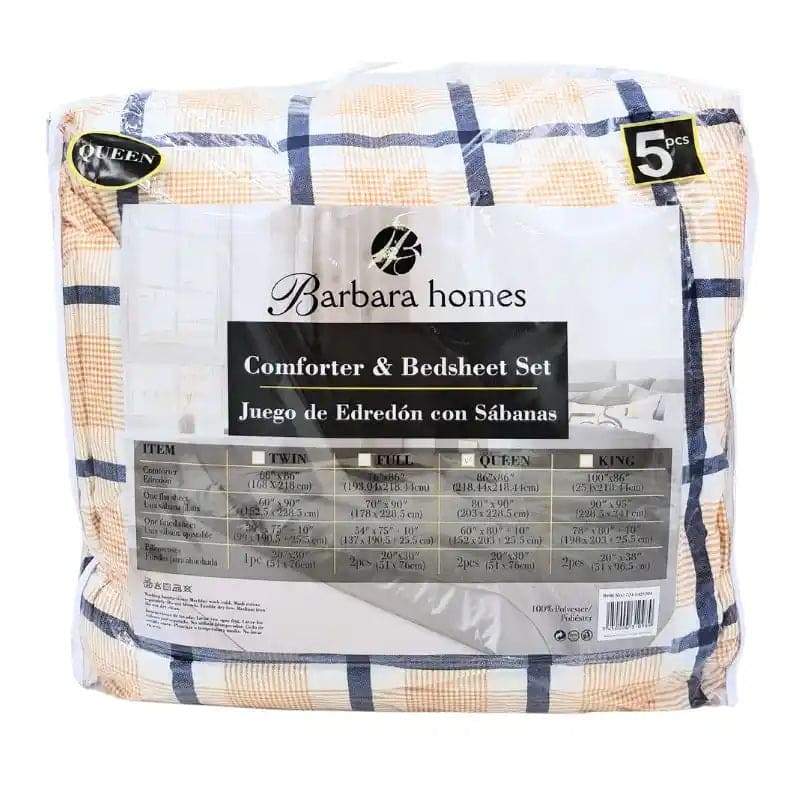 Barbara Homes Comforter & Bedsheet Set QUEEN 5pc #724-0431098 - 7450004310989 Pie's Variety Store