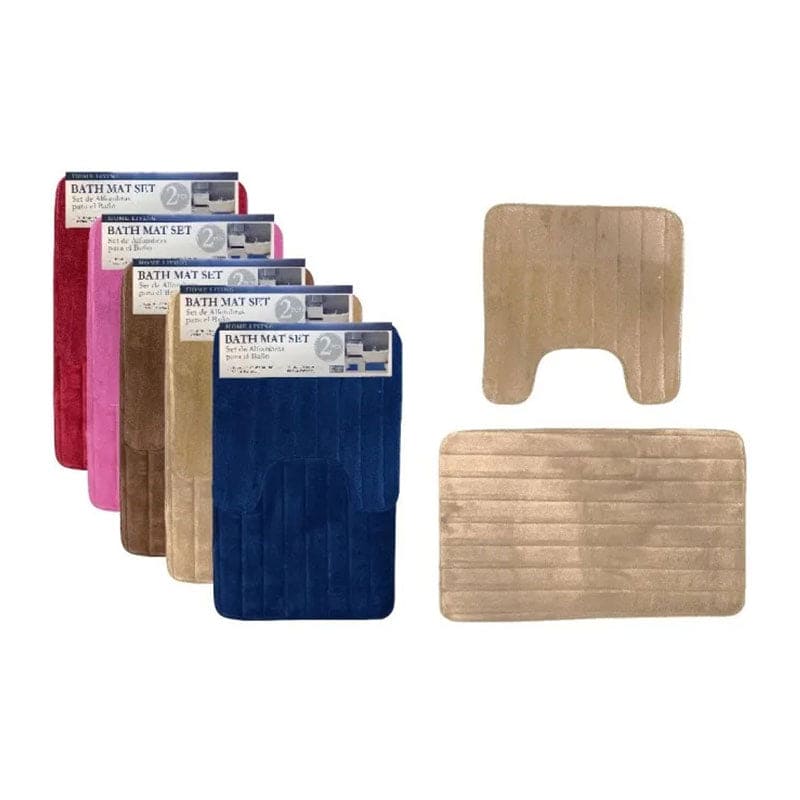 Home Living 2-Piece Foam Bath Mat Set - is comfortable and lends a classic understated touch to your bath coordinates collection. Step out of your tub and into luxury with the 2 Piece Home Living foam bathmat set - 7450014155693 Pie's Variety Store