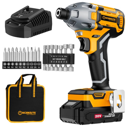 WORKSITE 20V Brushless Cordless Impact Driver 1/2 Inch  High Torque 300N.m Compact Handheld Variable Speed Electric Drivers-CIS336