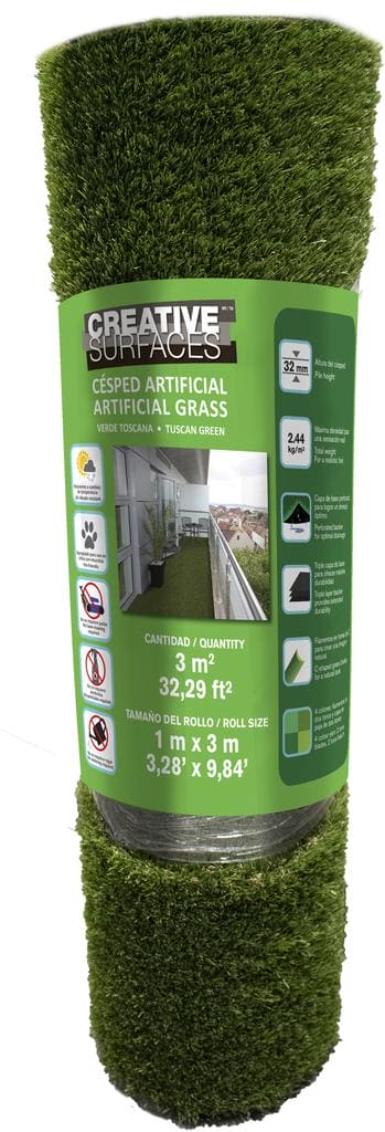 Creative Surfaces Artificial Grass Roll. Add a different touch to your yard or put some color where there isn't any with this artificial turf roll from Creative Surfaces with Tuscan green color. -397932 EBUYSTT