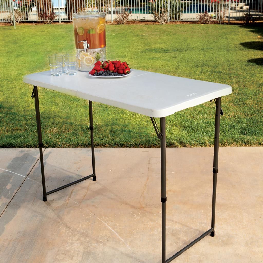 Lifetime Products Half Folding Commercial Table 122 cm x 61 cm x 91 cm / 48 inches x 24 inches x 36 inches Made for indoor and outdoor use.-4429 Ebuystt