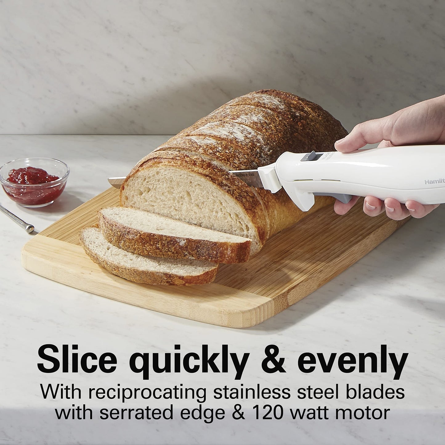 Hamilton Beach Electric Knife Set with Reciprocating Serrated Blades, Storage Case, Fork - For Carving Meats, Bread, Foam, More EBUYSTT