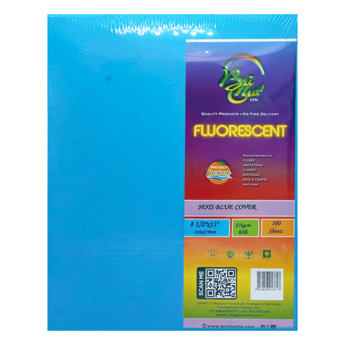 BriCha Bristol Board 180 GSM, Blue (25 Sheets) - 810626012383 Pie's Variety Store