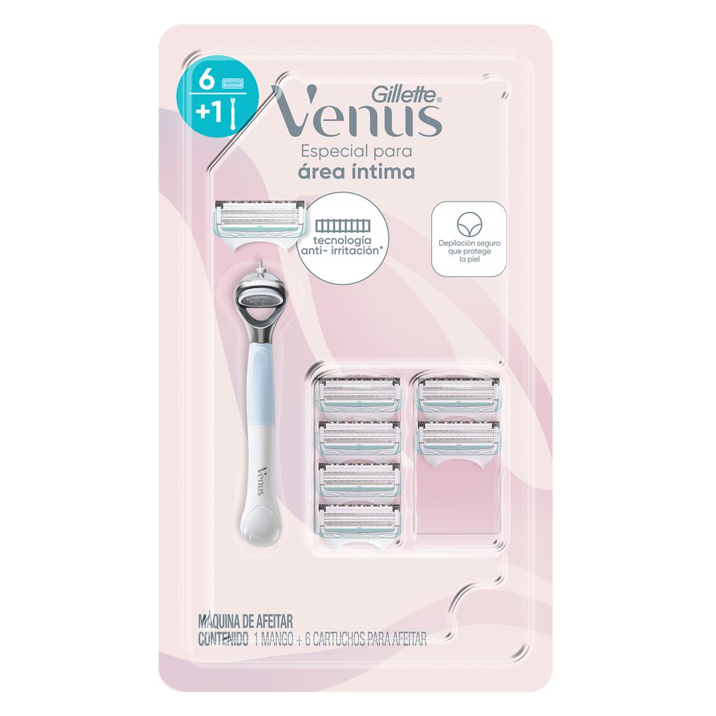 Gillette Venus Razor Intimate Area 1 Handle + 6 Refill Cartridges -503368 ebuystt