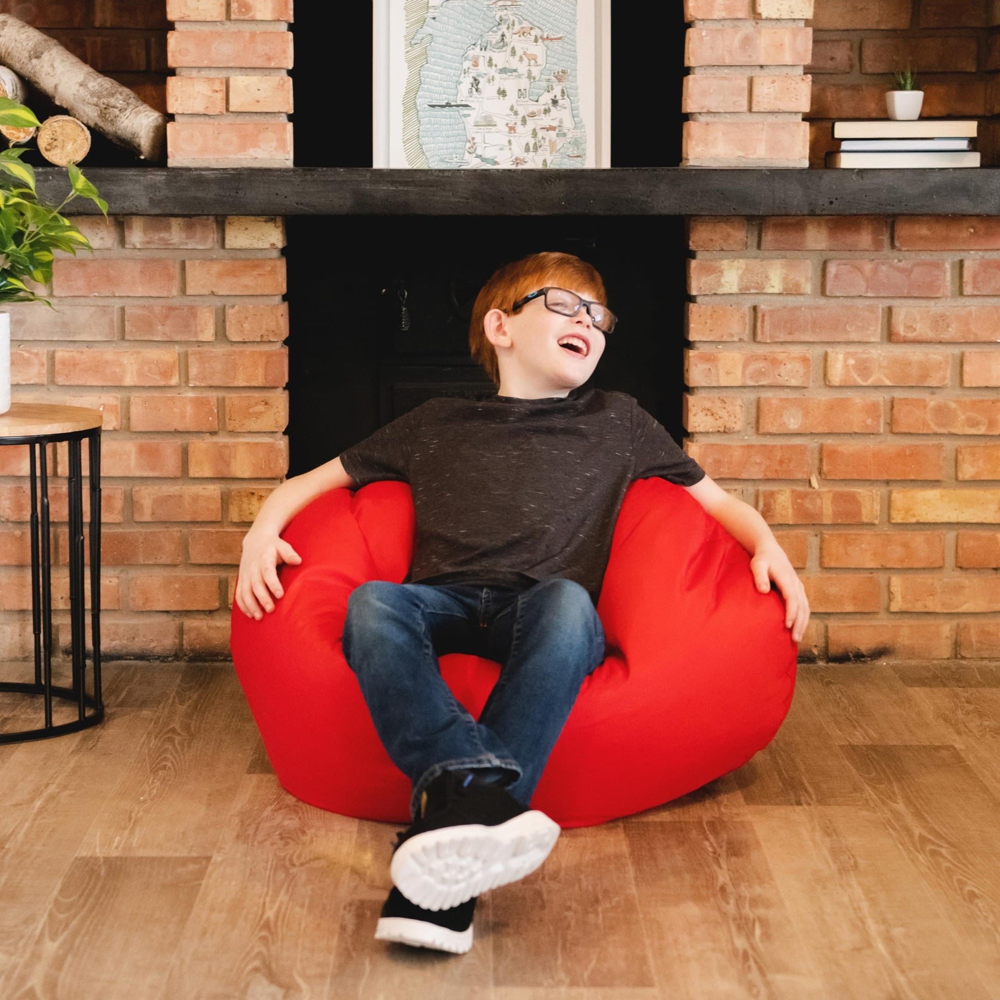 Big Joe Classic Bean Bag Chair, Red Smartmax, Durable Polyester Nylon Blend, 2 feet Round ebuys