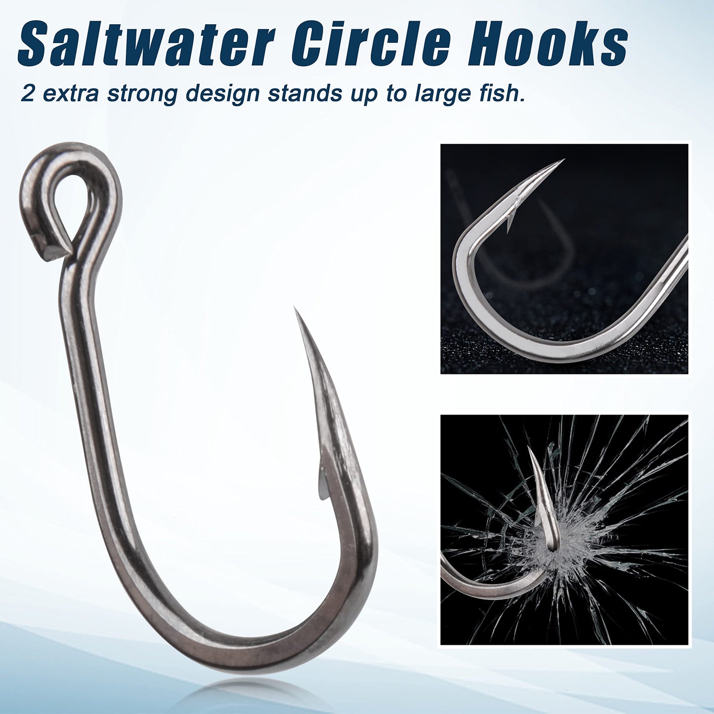 Saltwater Live Bait Fishing Hooks- 35pcs Inline Circle Hooks Catfish Bait Fish Hooks 2X Strong Stainless Steel Hooks for Big Game Fishing 1/0-12/0 SILANON