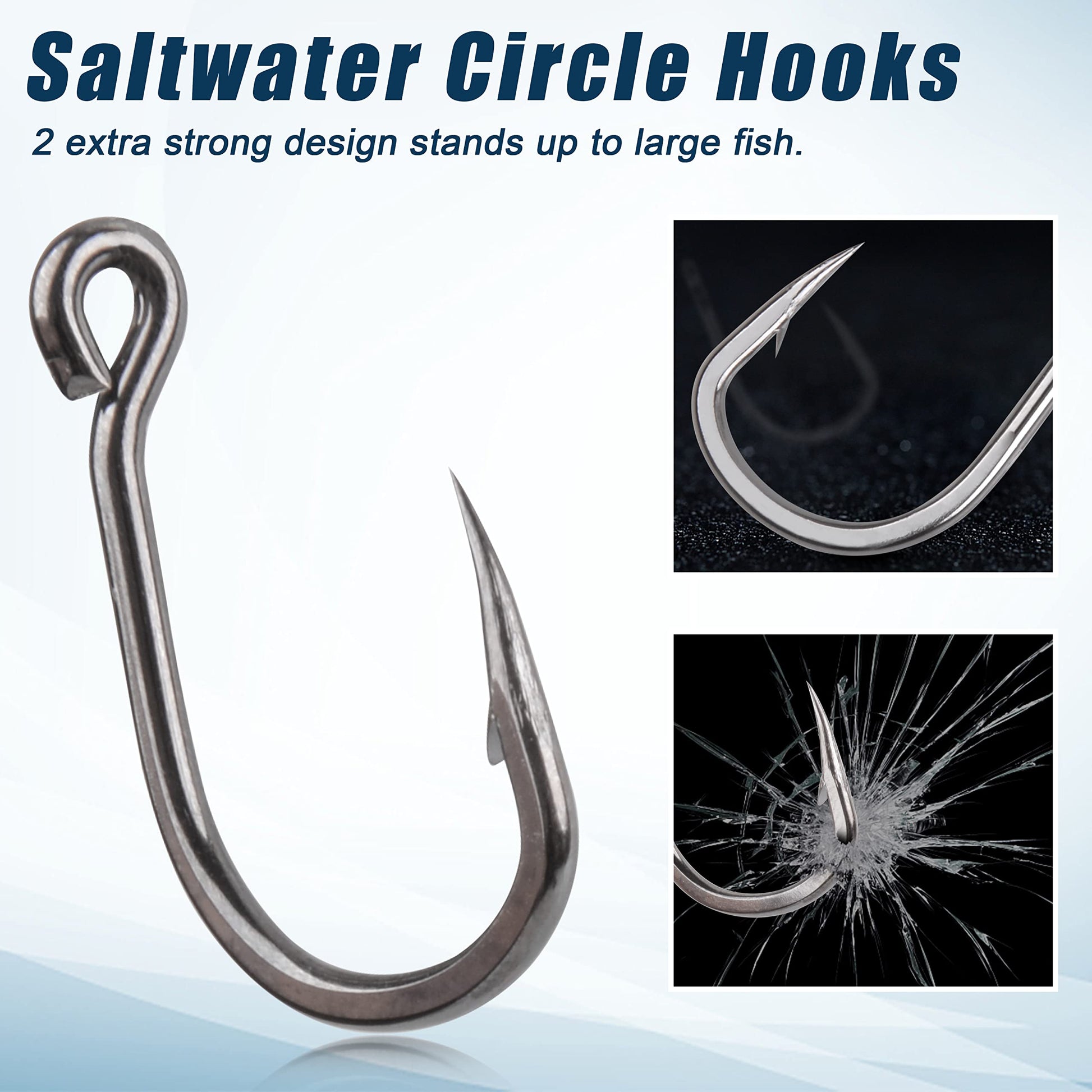 Saltwater Live Bait Fishing Hooks- 35pcs Inline Circle Hooks Catfish Bait Fish Hooks 2X Strong Stainless Steel Hooks for Big Game Fishing 1/0-12/0 SILANON