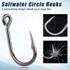 Saltwater Live Bait Fishing Hooks- 35pcs Inline Circle Hooks Catfish Bait Fish Hooks 2X Strong Stainless Steel Hooks for Big Game Fishing 1/0-12/0