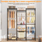 HOMIDEC Wardrobe Closet, 4 Hanging Spaces Portable Clothes Rack,Free Standing Closet Organizer and Storage System with Hanging Rods,Clothing Rack Suitable for Cloakroom,Bedroom,Entrances,etc.Black HOMIDEC