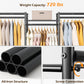 HOMIDEC Wardrobe Closet, 4 Hanging Spaces Portable Clothes Rack,Free Standing Closet Organizer and Storage System with Hanging Rods,Clothing Rack Suitable for Cloakroom,Bedroom,Entrances,etc.Black HOMIDEC