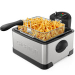 Chefman 4.5 Liter Deep Fryer w/Basket Strainer, XL Jumbo Size, Adjustable Temperature & Timer, Perfect for Fried Chicken, Shrimp, French Fries, Chips & More, Removable Oil-Container, Stainless Steel Chefman