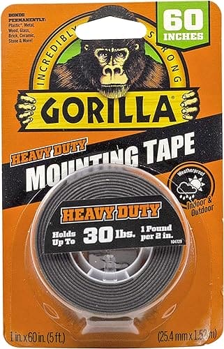 Gorilla Heavy Duty Double Sided Mounting Tape, 1-Pack, Black- 6055002 MEGA