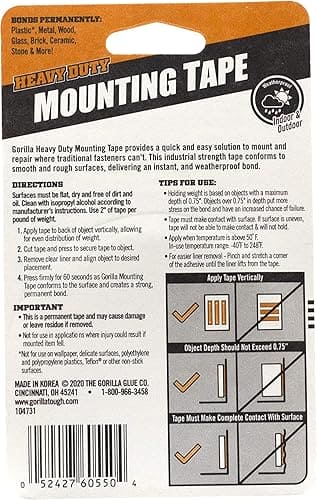 Gorilla Heavy Duty Double Sided Mounting Tape, 1-Pack, Black- 6055002 MEGA