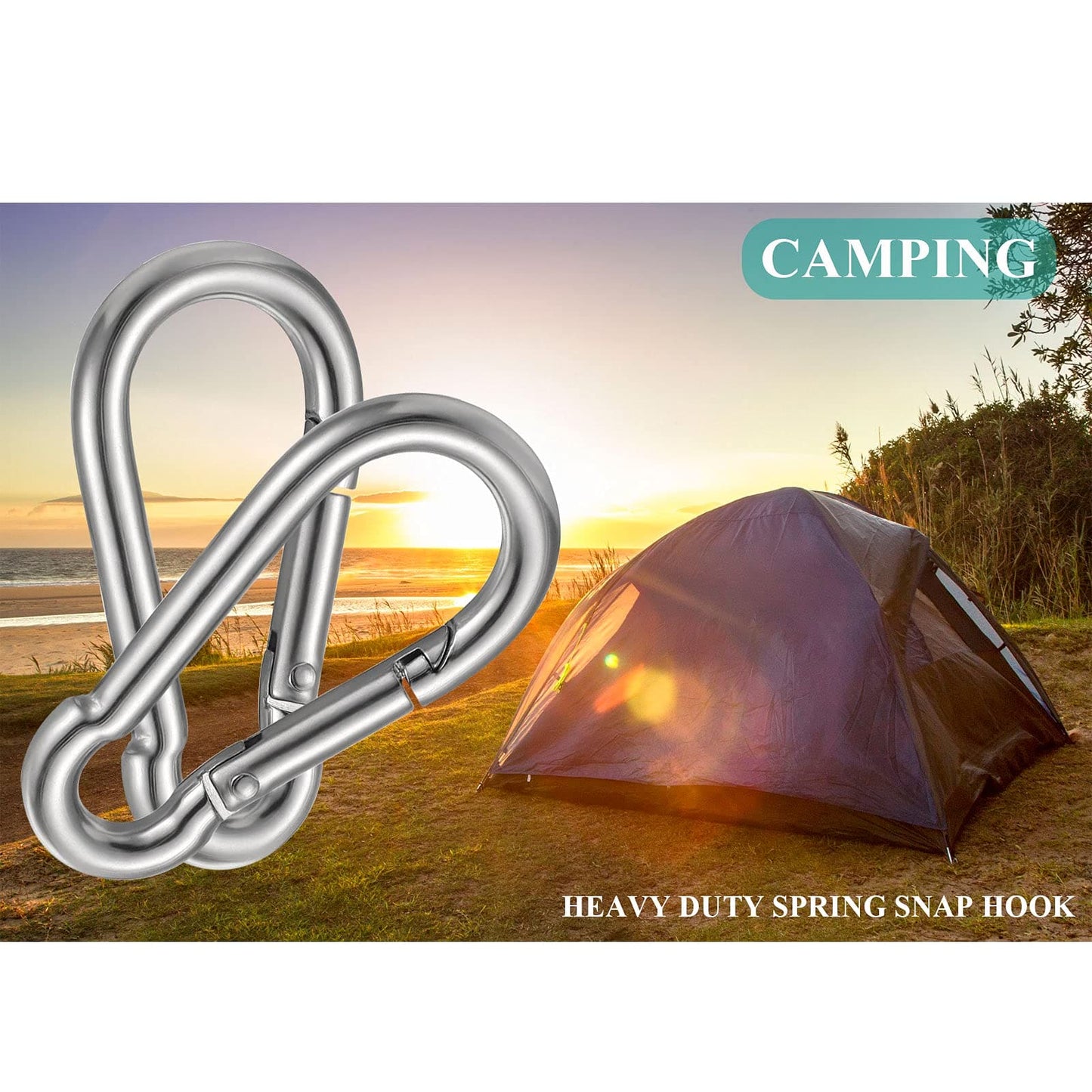 EPHECH 30PCS 4" Heavy Duty Spring Snap Hook, M10 3/8" Galvanized Steel Carabiner Clip Qiuck Link Spring Snap Hook, 770LBS Holding Capacity Keychain Buckle for Swing Hammock Gym Outdoor EPHECH