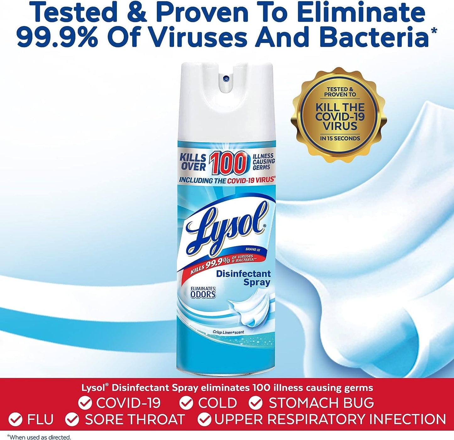 Lysol Sanitizing and Antibacterial Spray for Disinfecting & Deodorizing, Crisp Linen, 12.5 Fl Oz - 01920074186 Pie's Variety Store