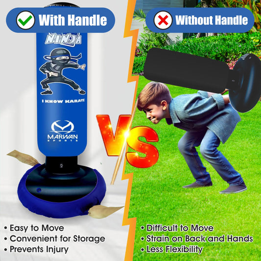 Marwan Sports Inflatable Punching Bag for Kids – 5-in-1 Birthday Set with Gloves, Pump & Fast Rebound – Fun Active Toy for Boys Ages 4-12 EBUYSTT