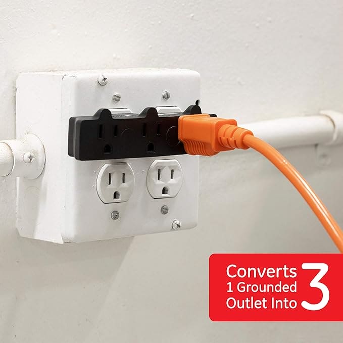 Powerlink 3 Outlet Adapter, 3-Prong Power Splitter,15A, 12V,1875W, 60Hz, Black, 1 Pack -JNCLJC40000011 MEGA